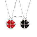 Sterling Silver Double-sided Four-leaf Clover Can Be Opened And Closed, A Double-wearing Clavicle Chain - cafematernity
