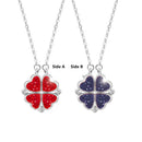 Sterling Silver Double-sided Four-leaf Clover Can Be Opened And Closed, A Double-wearing Clavicle Chain - cafematernity