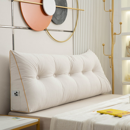 Luxury Chic Wedge HeadBoard Pillow | Backrest Reading Pillow, Dark Green / Small