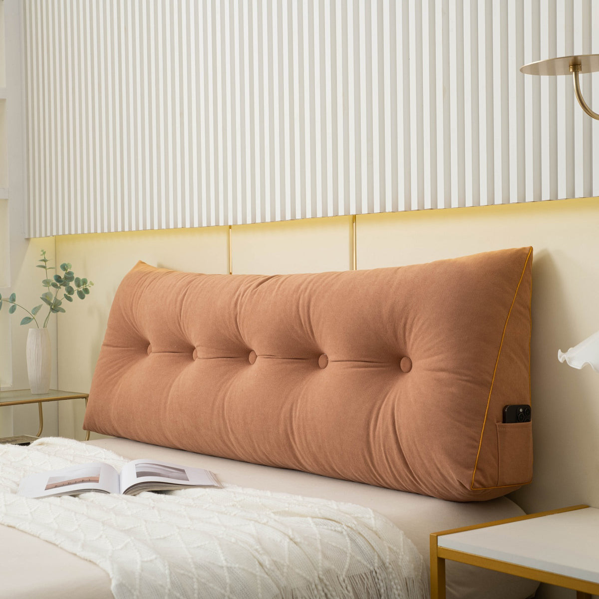 Luxury Chic Wedge HeadBoard Pillow | Backrest Reading Pillow, Dark Green / Small