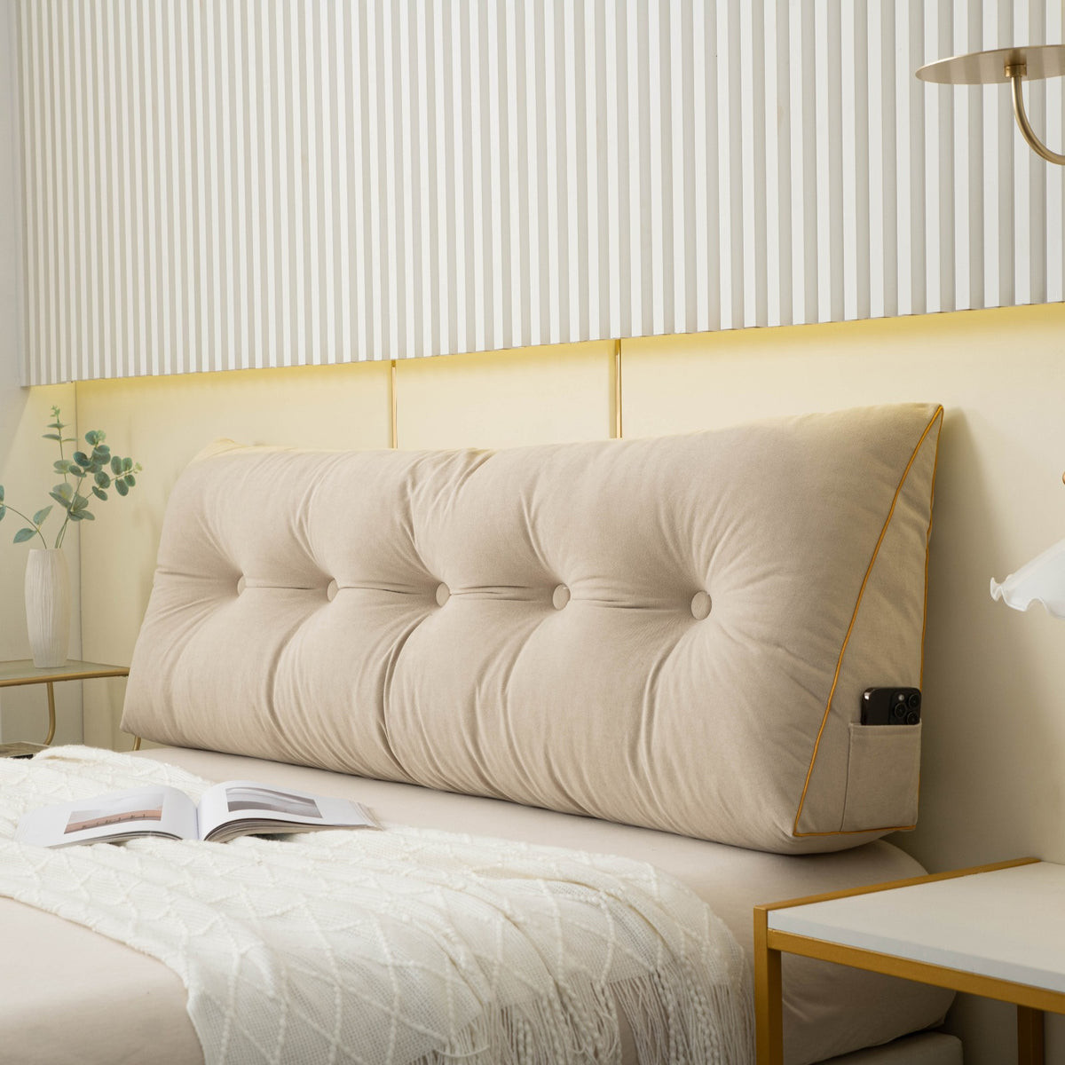 Luxury Chic Wedge HeadBoard Pillow | Backrest Reading Pillow, Dark Green / Small