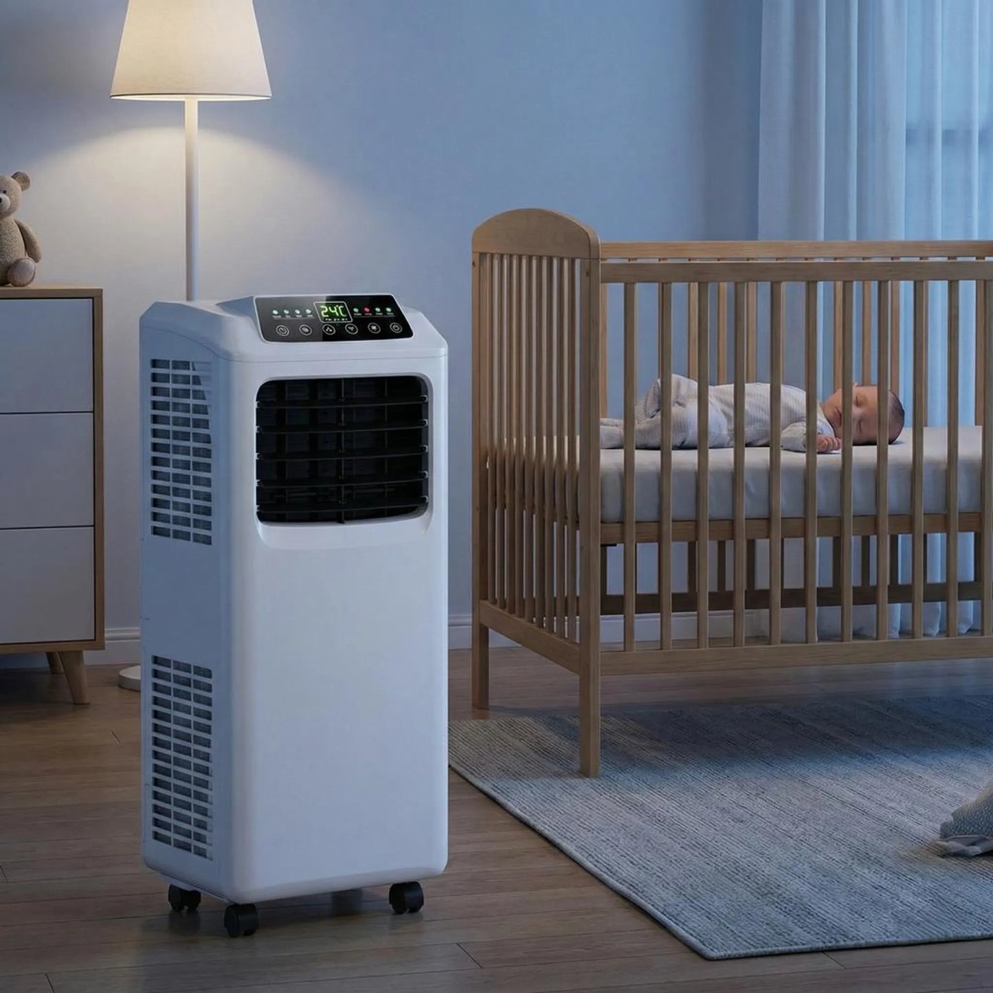 9000 BTU Portable Air Conditioner with Built-in Dehumidifier and Remote Control