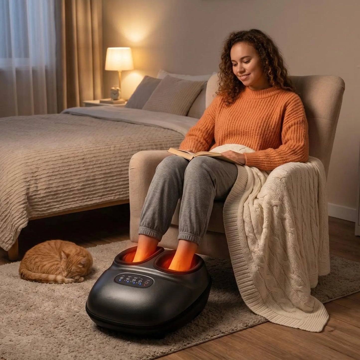 Soleva Shiatsu Foot Massager Machine with 2-Level Heat and Air Compression