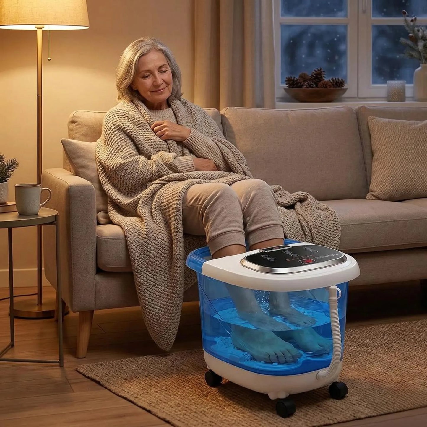 Shiatsu Foot Spa Bath Massager with Motorized Shiatsu Massage Balls and Adjustable Water Jets