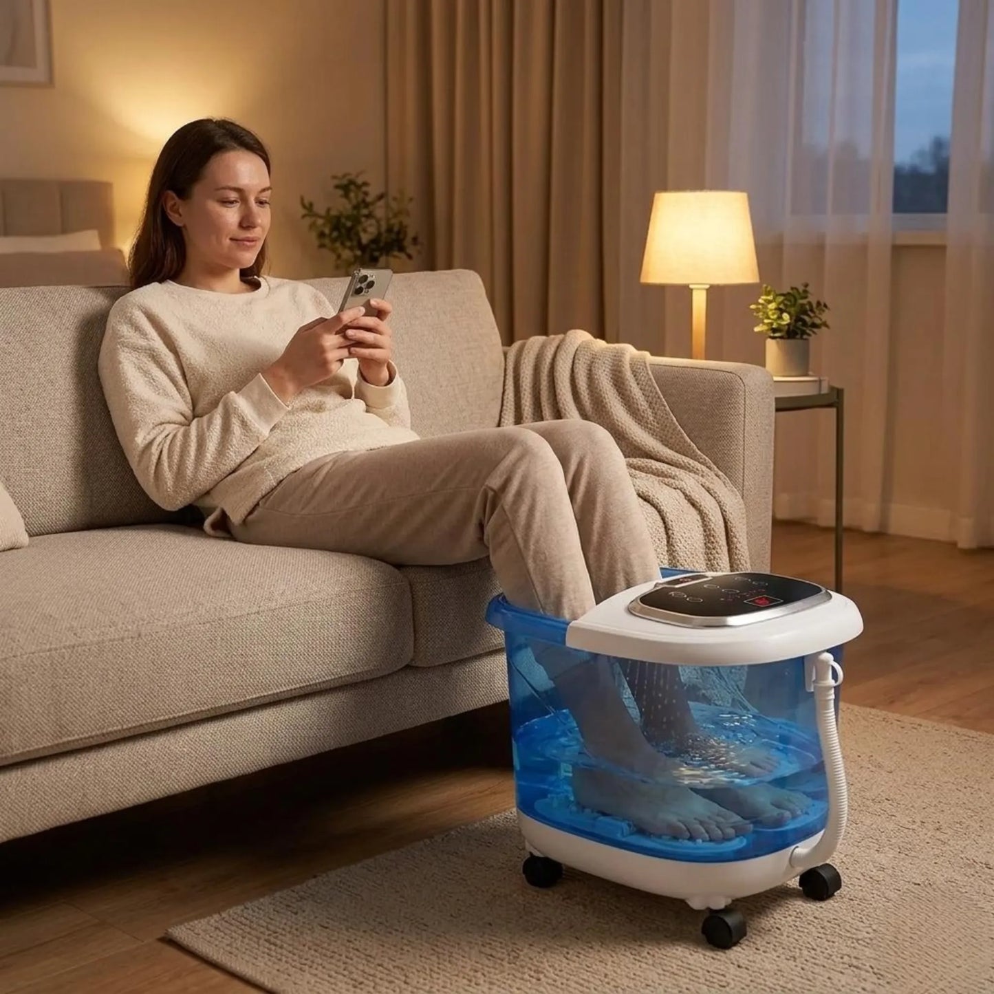 Shiatsu Foot Spa Bath Massager with Motorized Shiatsu Massage Balls and Adjustable Water Jets