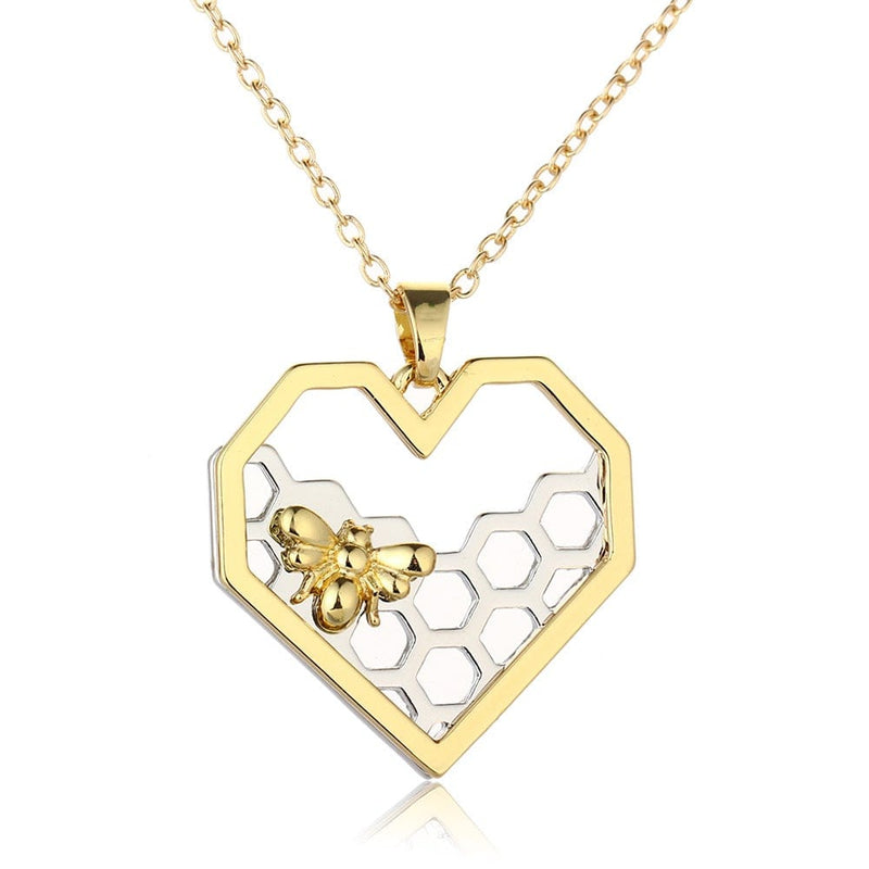 Honeycomb Bee Heart Necklace - cafematernity