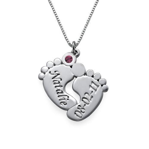 Customized Silver Baby Feet Necklace - cafematernity