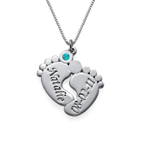 Customized Silver Baby Feet Necklace - cafematernity