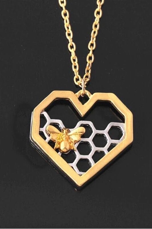 Honeycomb Bee Heart Necklace - cafematernity