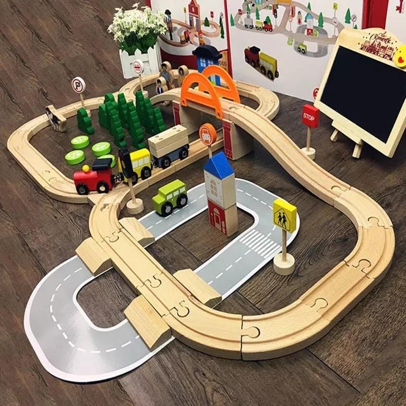 Wooden Track Toy Train Set - cafematernity