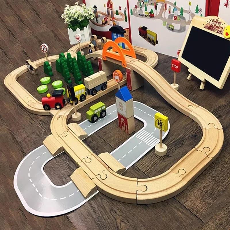 Wooden Track Toy Train Set - cafematernity